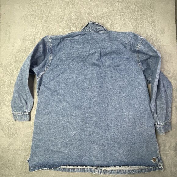 VTG Avenue Blues Shacket Jacket Womens 26/28 Blue Denim Barn Coat Light Wash 90s - Picture 8 of 12